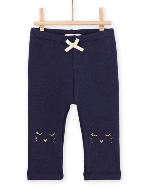 Pantaloni blu notte con motivo testa di animale sulle ginocchia PIJOPANDOU2 / 22WG09D3PANC205