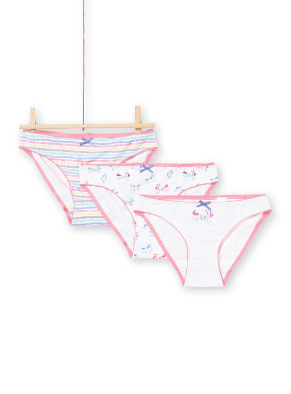3 slip rosa e bianchi bambina MEFALOTLIC / 21WH11B3D5L000