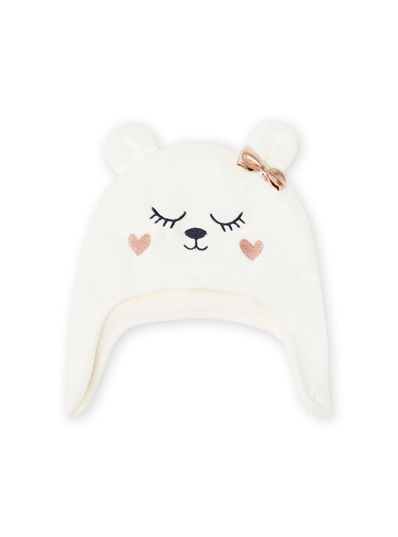 Berretto ecrù motivo gatto soft boa neonata MYIPLABON1 / 21WI0962BON001