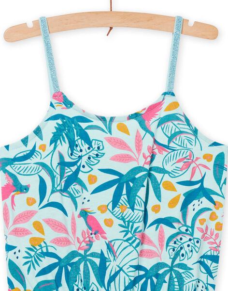 Tuta corta con stampa tropicale blu bambina NAPLACOMB2 / 22S901K2CBL219