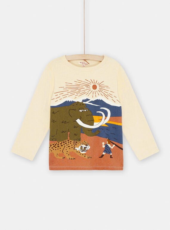 T-shirt crema e bianca con motivi preistoria SOCOUTEE5 / 23W902L5TMLA002