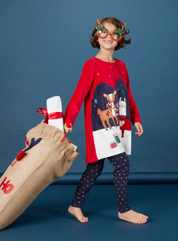 Camicia da notte bambina motivo natalizio e leggings KEFACHULAM / 20WH11R1CHNF529