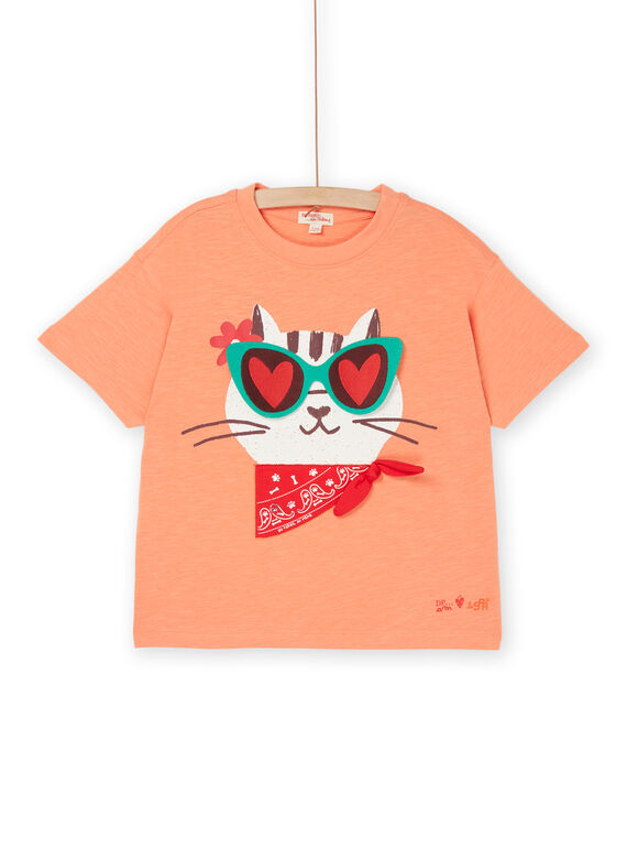 T-shirt arancione a maniche corte con stampa animalier ROSPATI4 / 23S902P2TMCE413