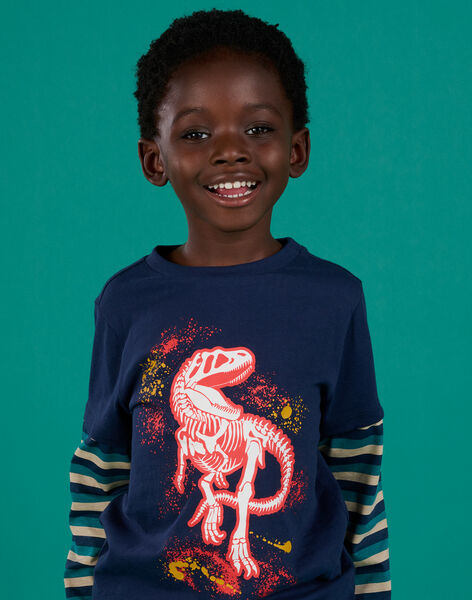 T-shirt a maniche lunghe a righe e motivo dinosauro POPRITEE4 / 22W902P1TML705