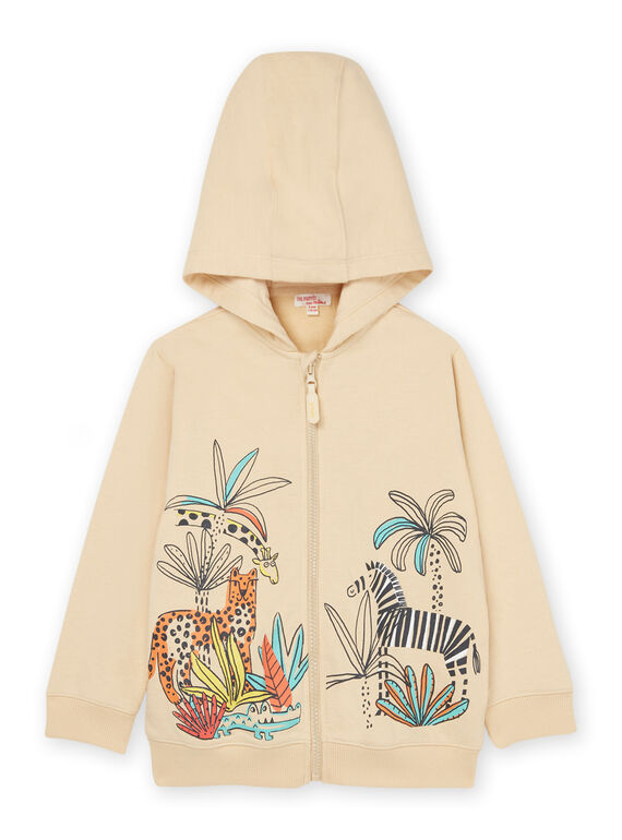 Cardigan ecrù con cappuccio con motivo giungla ROJUNGIL / 23S902U1GILA006