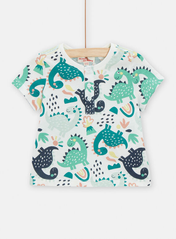 T-shirt ecrù con stampa dinosauri neonato TUCOTUN / 24SG10N4TMC003