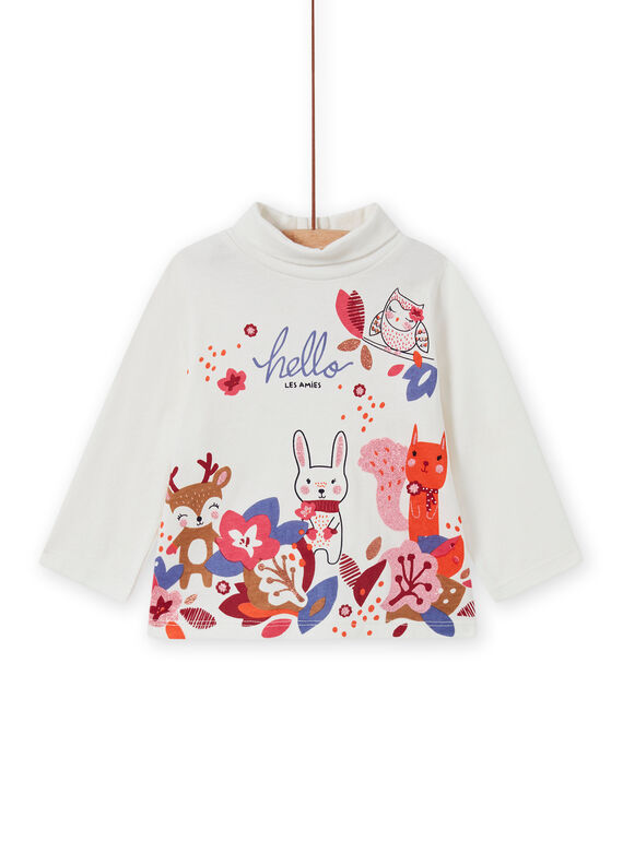 Dolcevita collo alto ecrù motivo fantasia animali neonata MIFUNSOUP / 21WG09M1SPL001