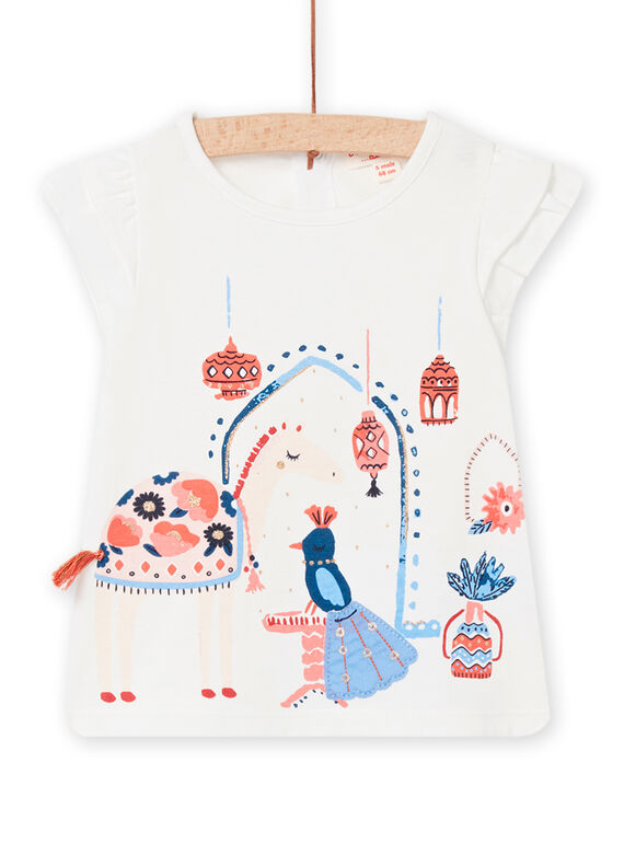 T -shirt ecrù con motivo fantasia neonata NISANTI2 / 22SG09S1TMC001