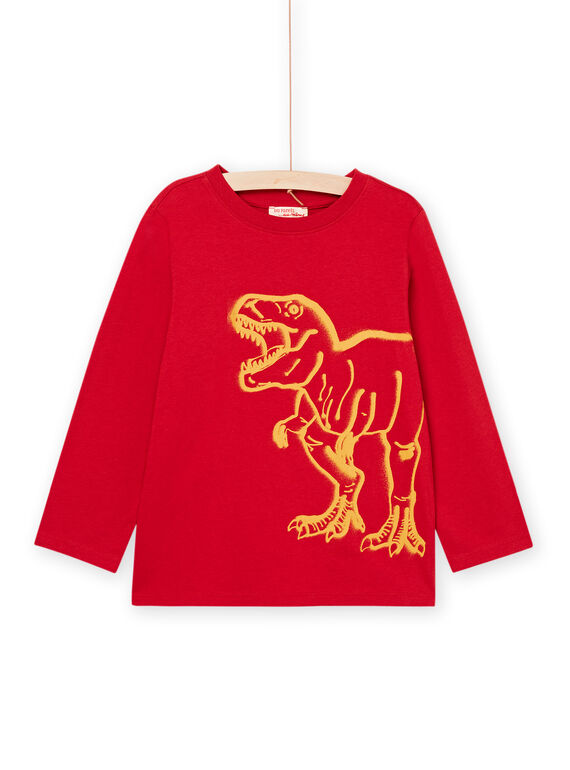 T-shirt maniche lunghe rossa con motivo dinosauro POJOTEE1 / 22W902B4TML505