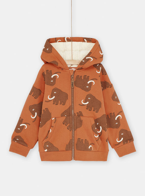 Felpa con cappuccio marrone con stampa mammut SOCOUGIL1 / 23W902L1GILE414