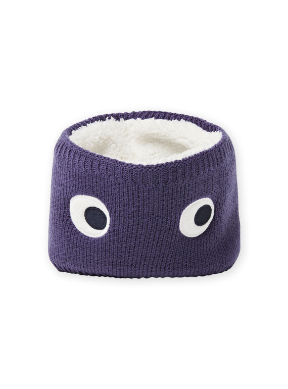 Scaldacollo in maglia blu notte con motivi occhi bambino MYUTUSNOO / 21WI1051SNOC234