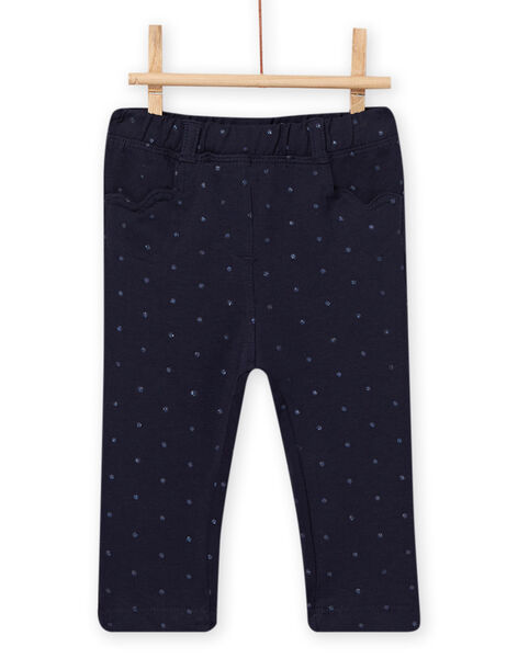Pantaloni navy a pois e tasche cuori neonata NIJOPAN3 / 22SG0962PAN070
