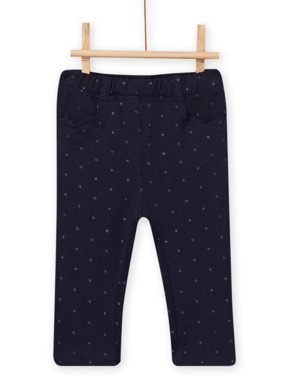 Pantaloni navy a pois e tasche cuori neonata NIJOPAN3 / 22SG0962PAN070