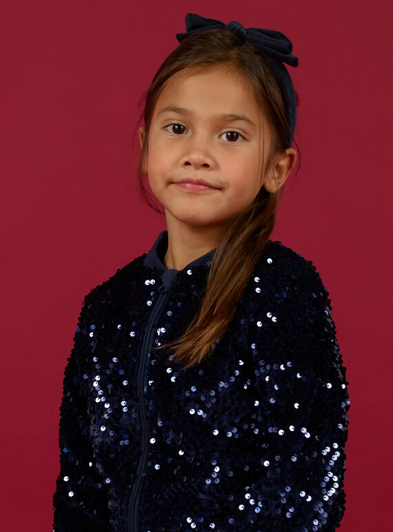 Giubbotto navy con paillettes bambina MANOCAR / 21W901Q1CAR070