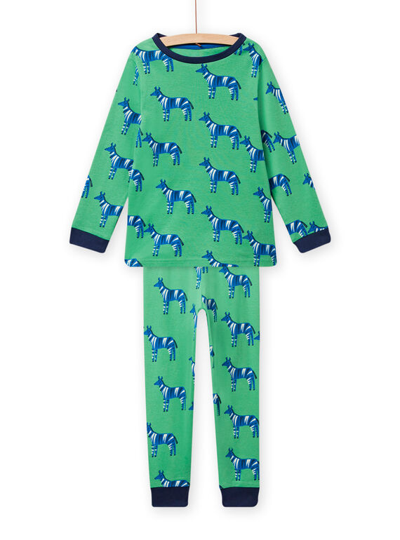 Completo pigiama verde con stampa zebrata bambino NEGOPYJZEB / 22SH12E5PYJ607