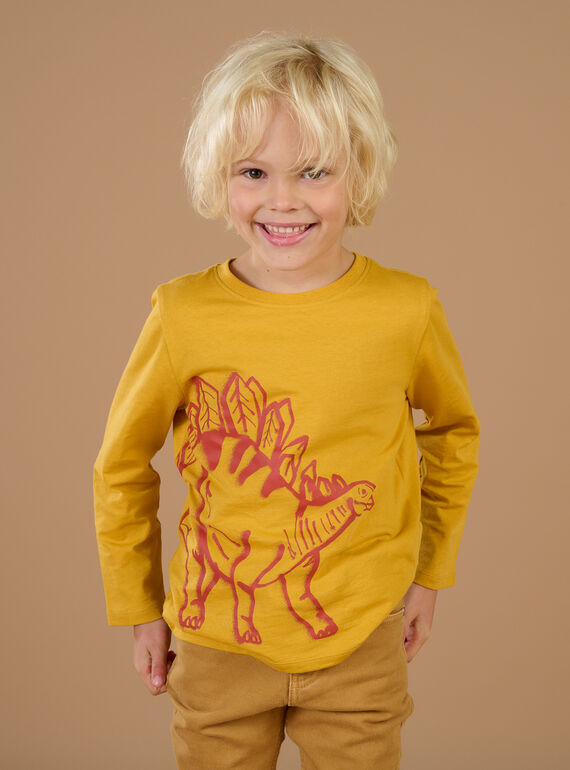 T-shirt maniche lunghe gialla con motivo dinosauro POJOTEE3 / 22W902B5TML106