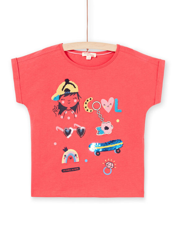 T-shirt a maniche corte rossa bambina LAHATI1 / 21S901X1TMCF506