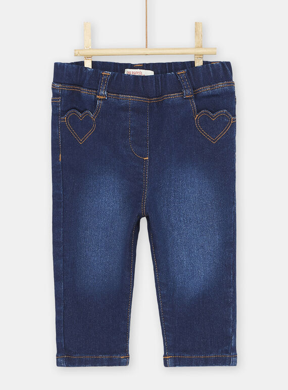 Jeans blu scuro con tasca a forma di cuore bambina SIJOJEAN / 23WG09B1JEAK005