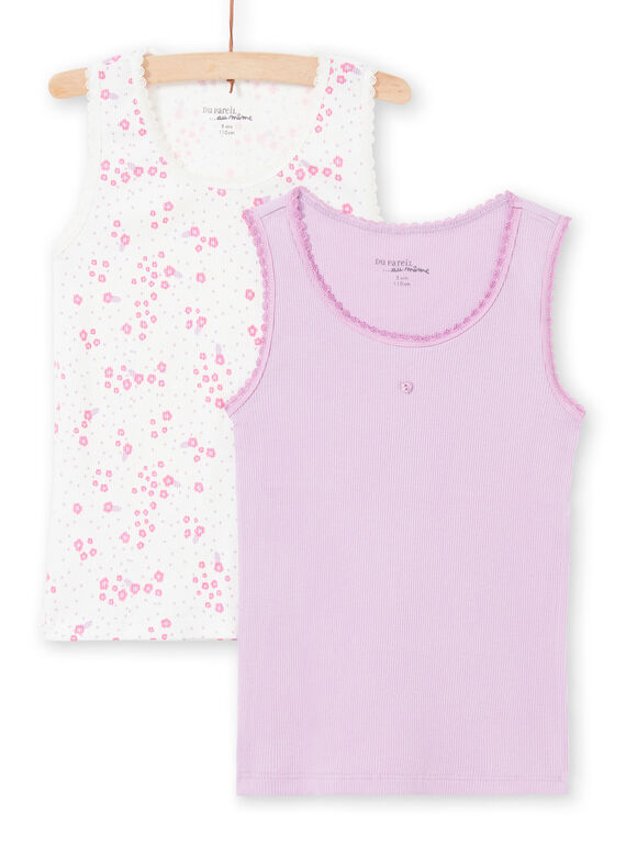 Set 2 canottiere bianco e malva assortite bambina MEFADERIB / 21WH11B3HLI001