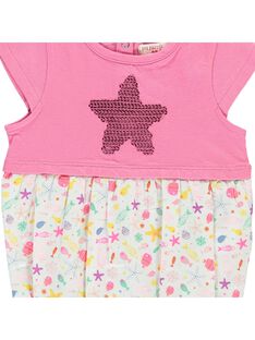 Baby girls' romper in two fabrics CIMABAR2 / 18SG09U2BAR313
