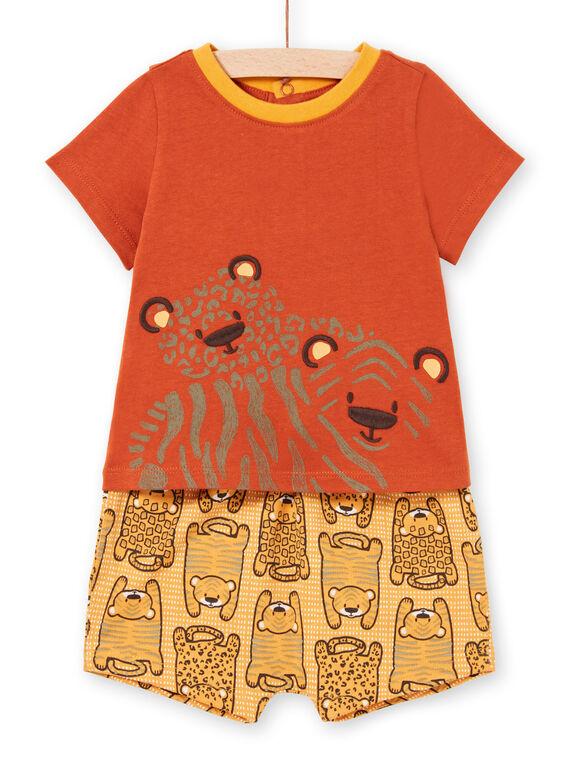 T-shirt e shorts mattone e arancione neonato LUTERENS / 21SG10V1ENSF519