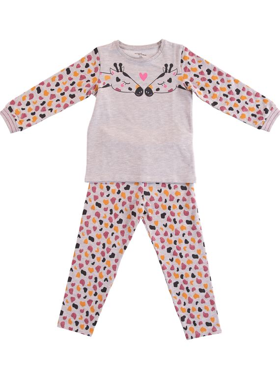 Pigiama felpato grigio melange bambina GEFAPYJGIR / 19WH11N6PYJ943