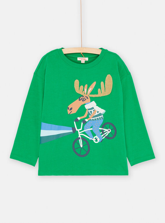 T-shirt verde inglese con motivo alce bambino SODUTEE1 / 23W902P4TMLG625