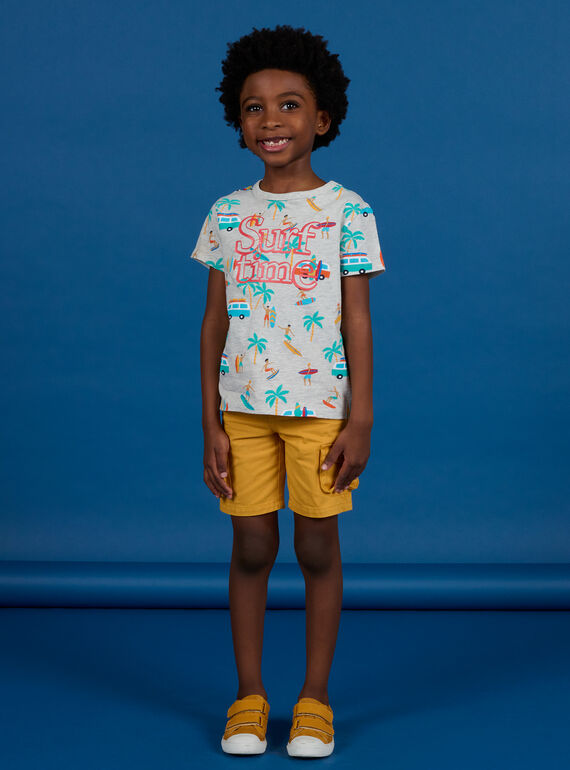 T-shirt a maniche corte grigio melange con stampa fantasia bambino NOWATI1 / 22S902V1TMCJ920