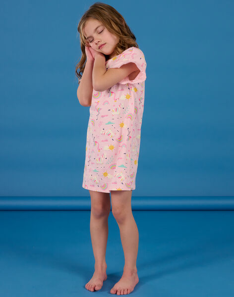 Camicia da notte rosa chiara e con stampa fantasia REFACHUBOW / 23SH11H2CHN321