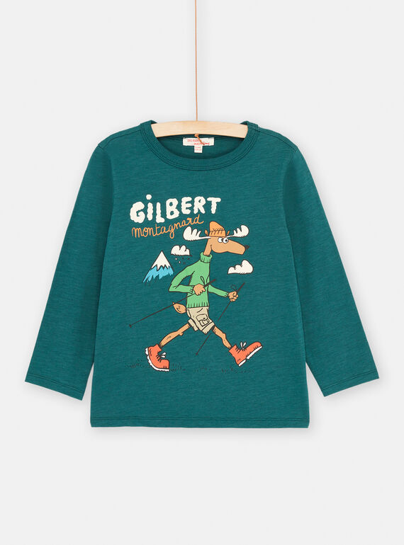 T-shirt petrolio con motivo alce bambino SOJOCOTEE3 / 23W902N2TML715