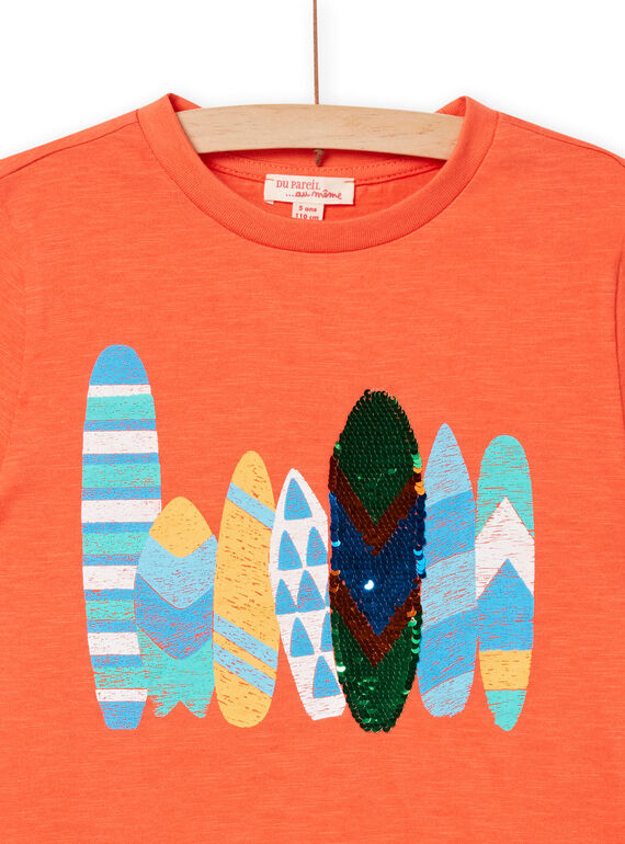 T-shirt arancione con paillettes double face bambino NOWATI5 / 22S902V4TMC409