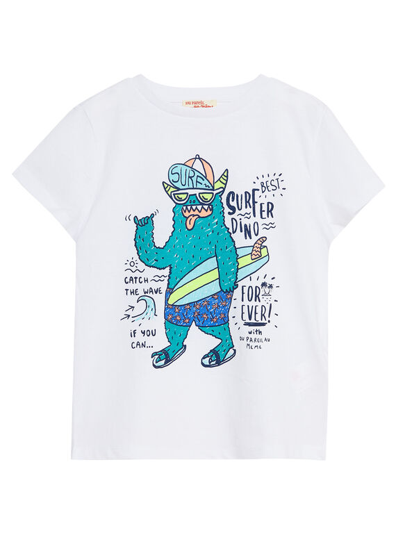 T-shirt bambino bianca con stampa mostro JOQUATI5 / 20S902R2TMC000