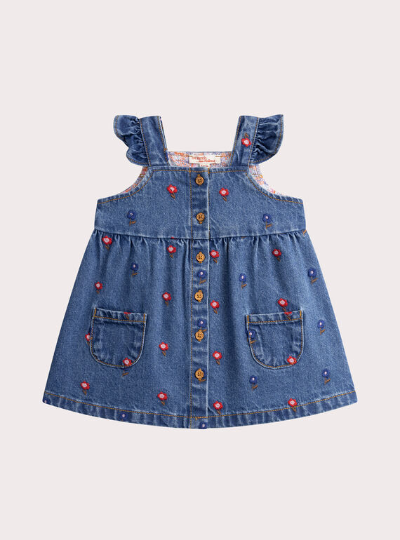 Abito in denim blu per neonata WIKAROB1 / 25SG0934ROBP274