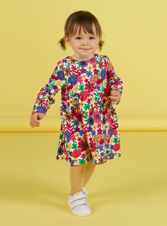 Abito a maniche lunghe con stampa a fiori colorato neonata MIMIXROB3 / 21WG09J2ROB001