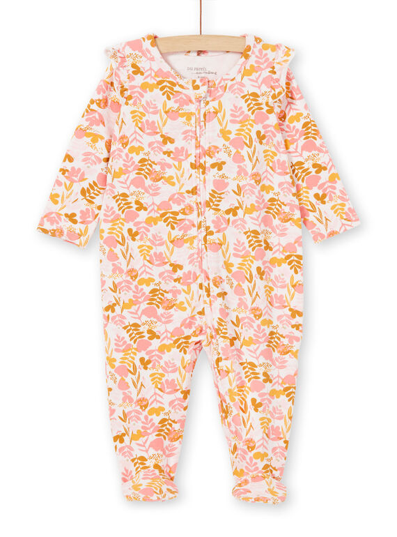 Tutina bianca e rosa con stampa a fiori in jersey neonata LEFIGREAOP2 / 21SH135CGRE632
