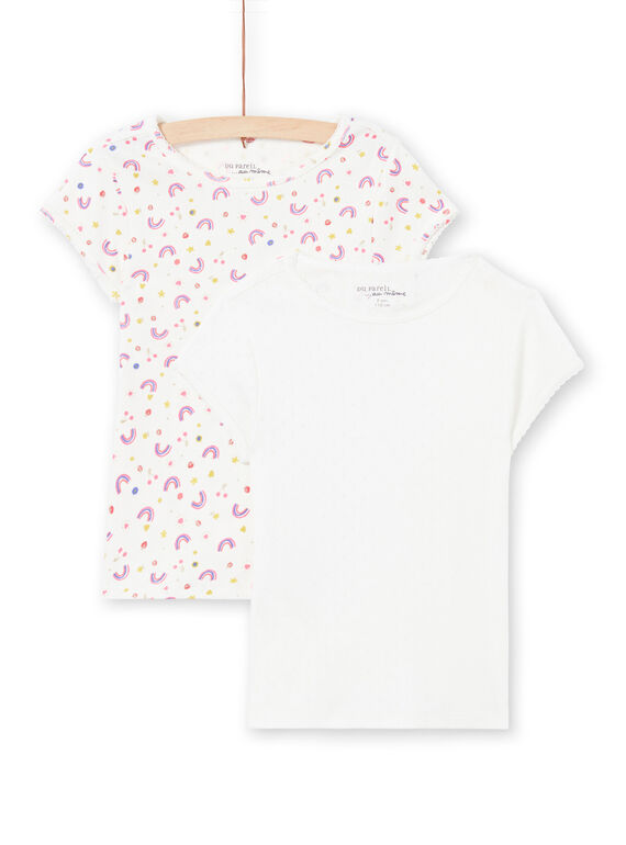 Set 2 t-shirt bianche con motivi assortiti bambina MEFATEARC / 21WH11B2HLI001