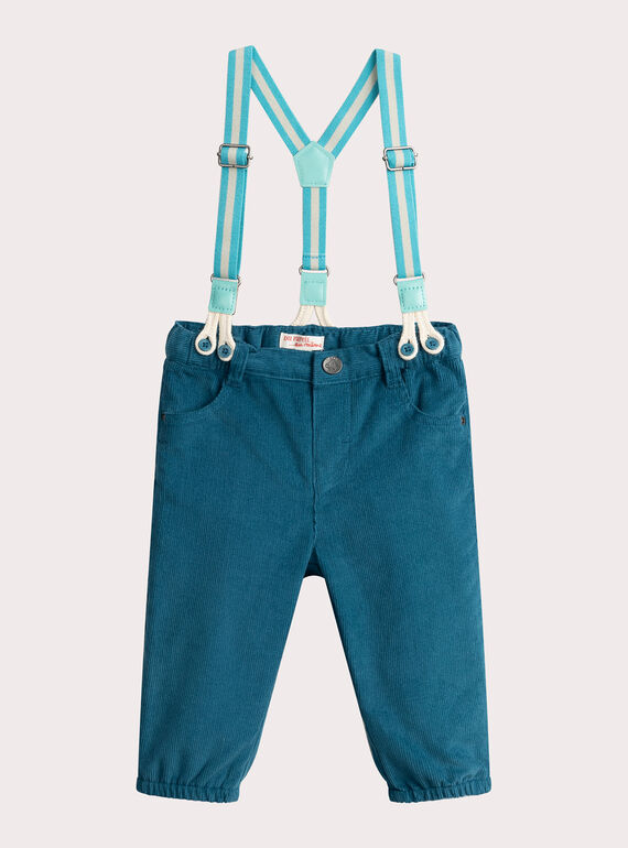 Pantaloni turchese scuro con bretelle per bambino  VUKLIPAN2 / 24WG1041PANC242