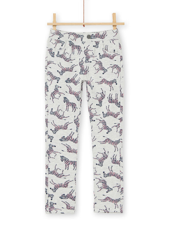 Jeggings grigio melange e blu con stampa zebre in tessuto felpato spazzolato LAJOPANT3 / 21S90132D2B006