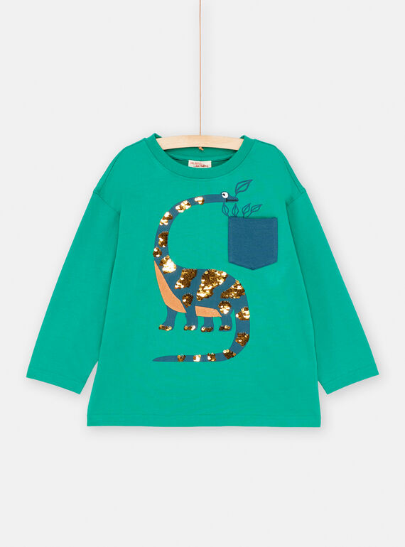 T-shirt verde con stampa diplodocus bambino SOVERTEE4 / 23W902J4TML600