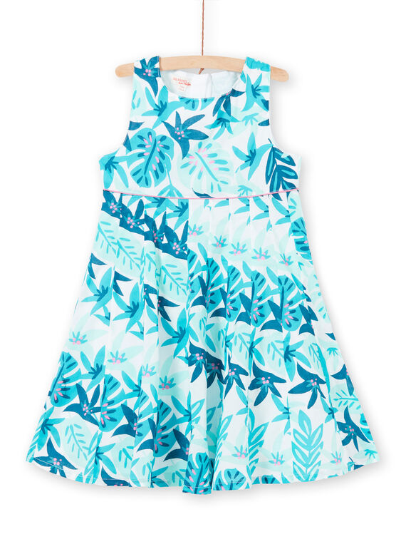 Abito bianco e blu con stampa foglie bambina LAVEROB3 / 21S901Q1ROB001