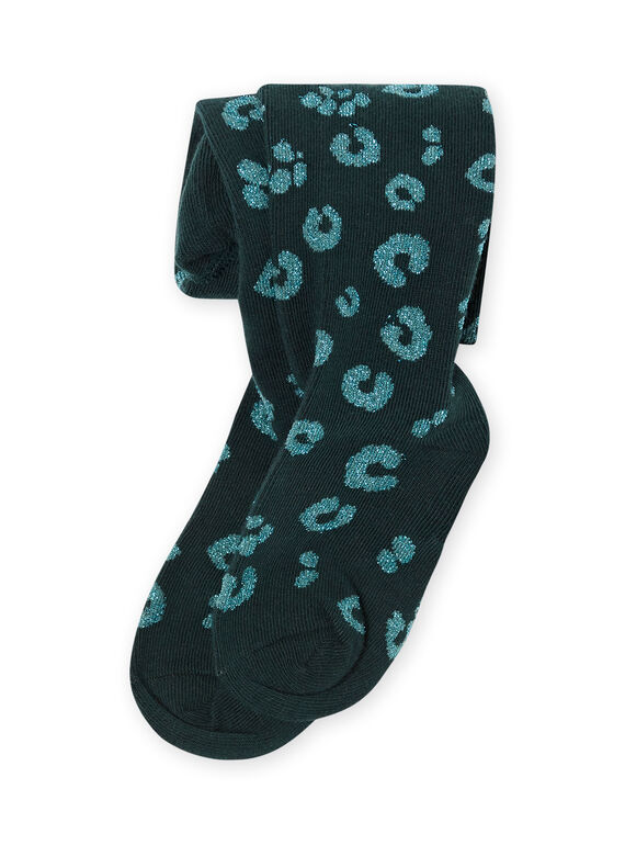 Collant verde abete con stampa leopardata iridescente bambina MYAKACOL / 21WI01I1COLG633