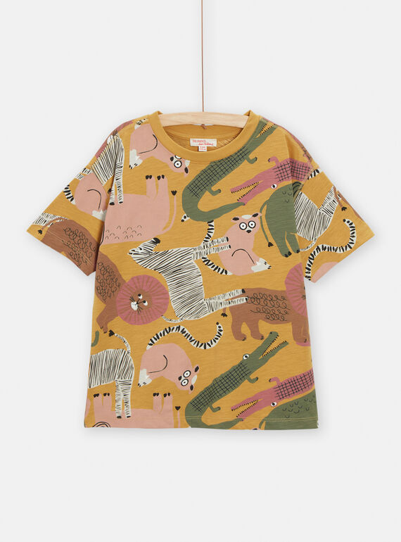 T-shirt senape con stampa savana bambino TOCRITI3 / 24S902L2TMCB106