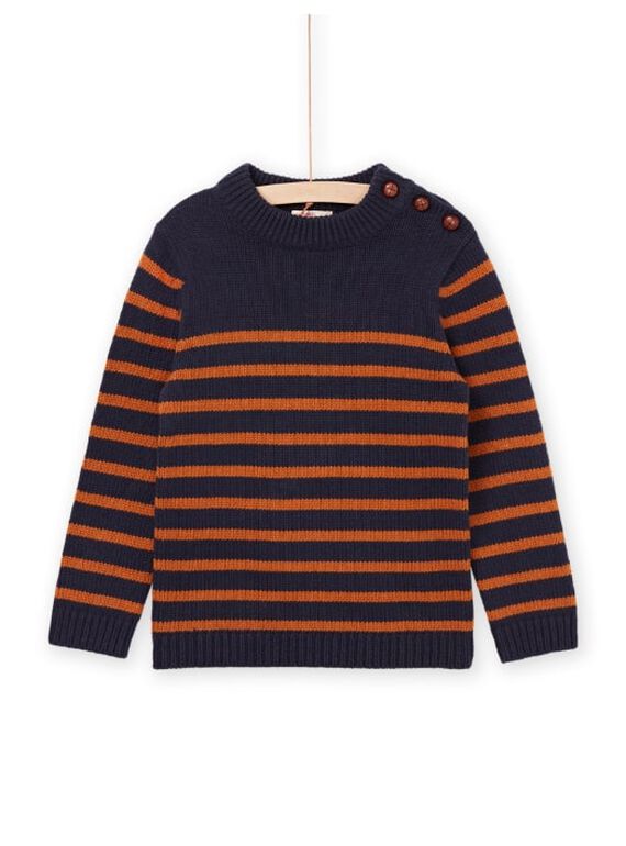 Maglia blu notte a righe senape POJOPUL2 / 22W902D2PUL705