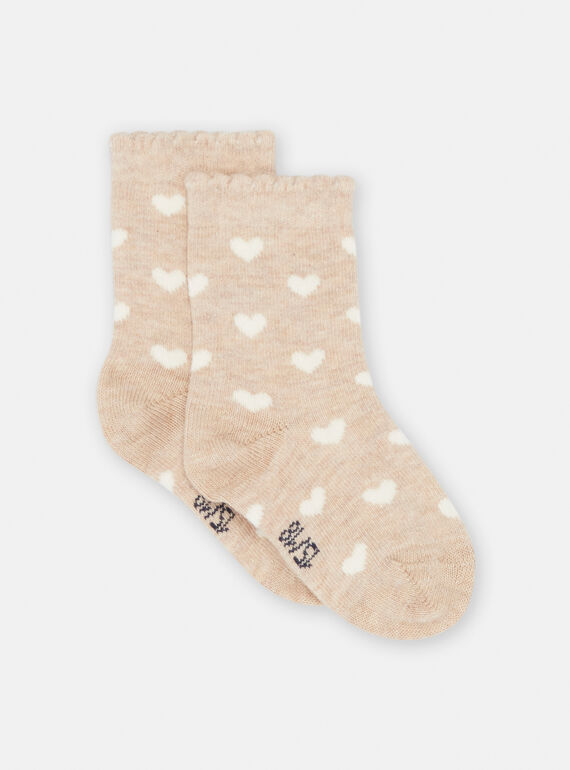 Calze beige con stampa cuore neonata SYIJOSOQ4 / 23WI09M6SOQA012