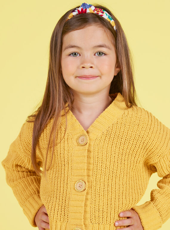 Camicia maniche lunghe in maglia gialla bambina MAMIXCAR1 / 21W901J2CARB106