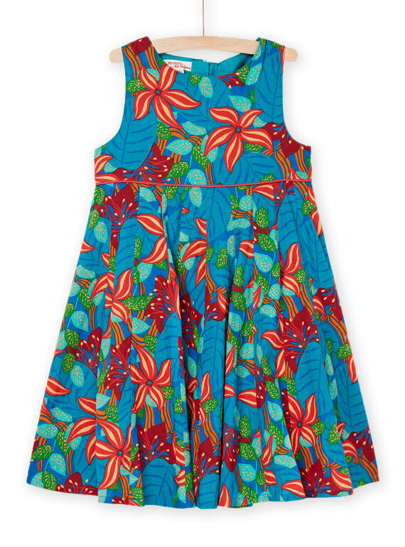 Abito turchese scuro con stampa fiori RABALROB1 / 23S901W2ROBC217