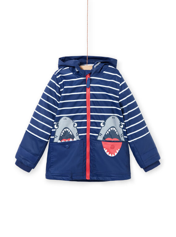 Impermeabile navy con motivi squali bambino LOGROIMP2 / 21S902R1IMP070