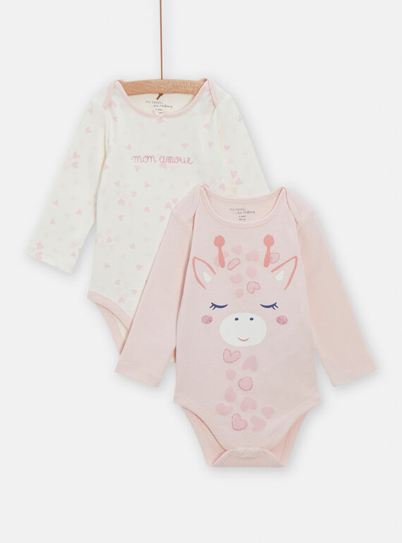 Set 2 body ecrù e rosa a maniche lunghe neonata TEFIBODGIR / 24SH1365BDLE408