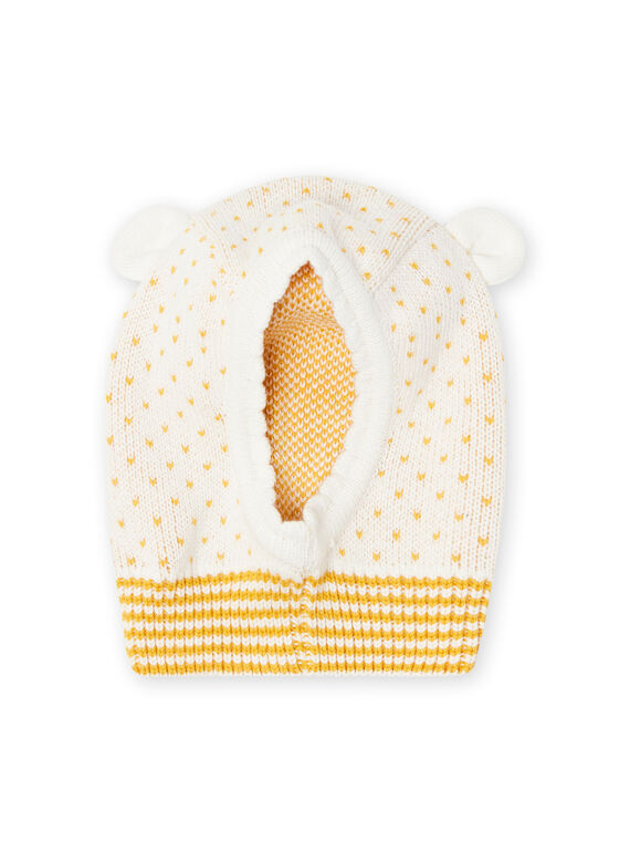 Passamontagna ecrù in maglia dettagli orecchie neonato MYICOBON / 21WI0965BON001