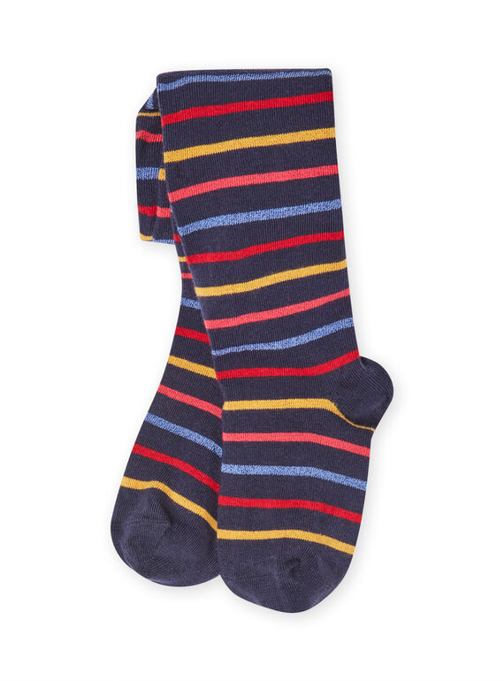 Collant blu notte a righe bambina MYAMIXCOL / 21WI01J1COLC205